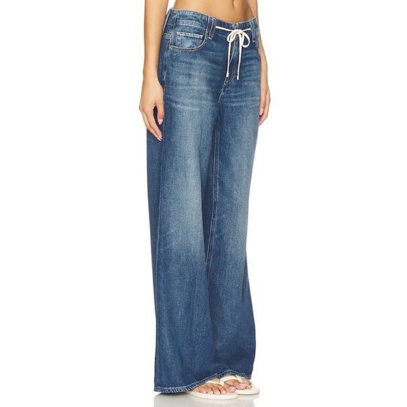 NWT PAIGE Zoey Jeans Drawstring Tie Waist Low Rise Denim Wide Jazz Club Blue 27 - Picture 11 of 16